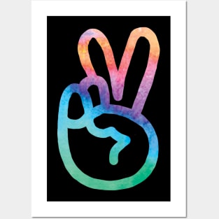 Tie Dye Peace Fingers Posters and Art